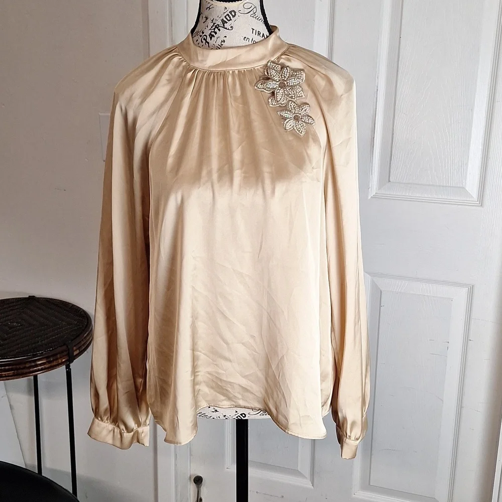 Zara Jewel floral long sleeve gold Women Small